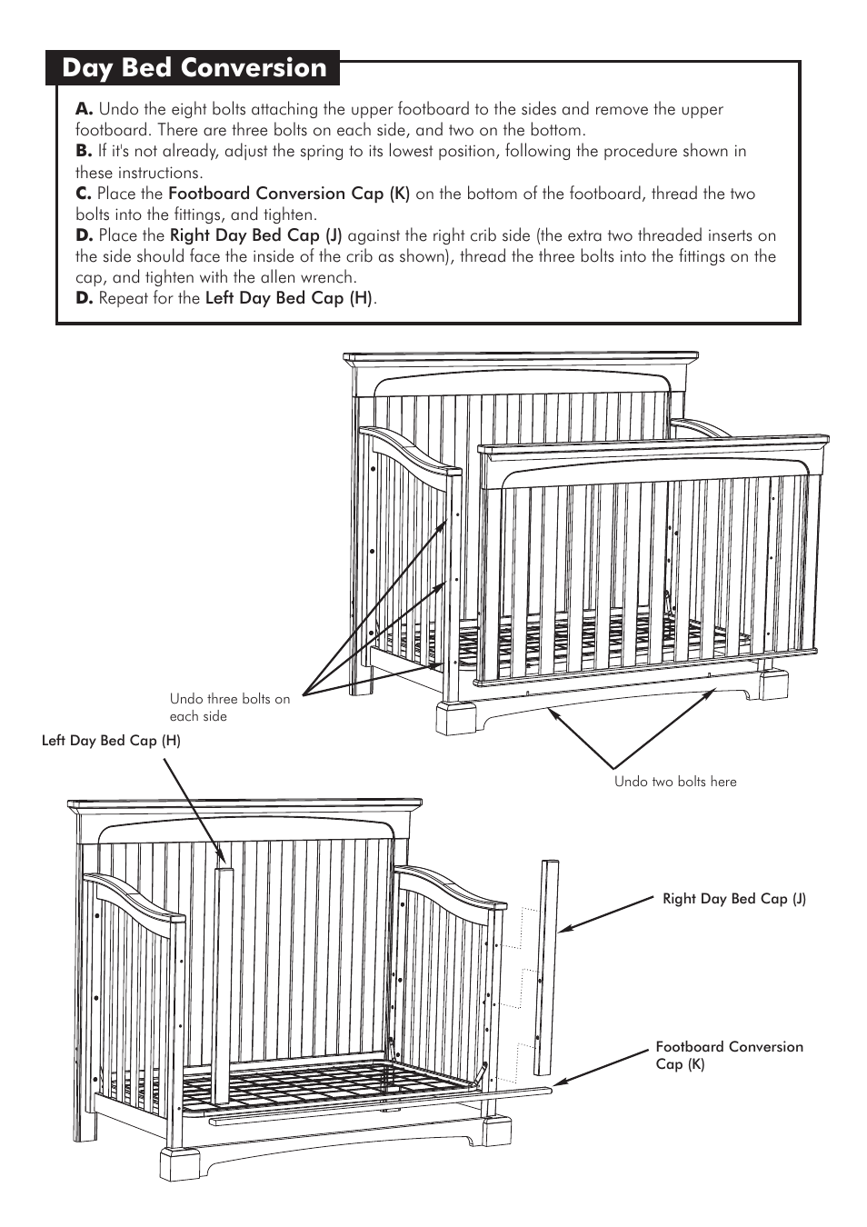 Day bed conversion | Westwood Design Kingston Convertible Crib User Manual | Page 8 / 9