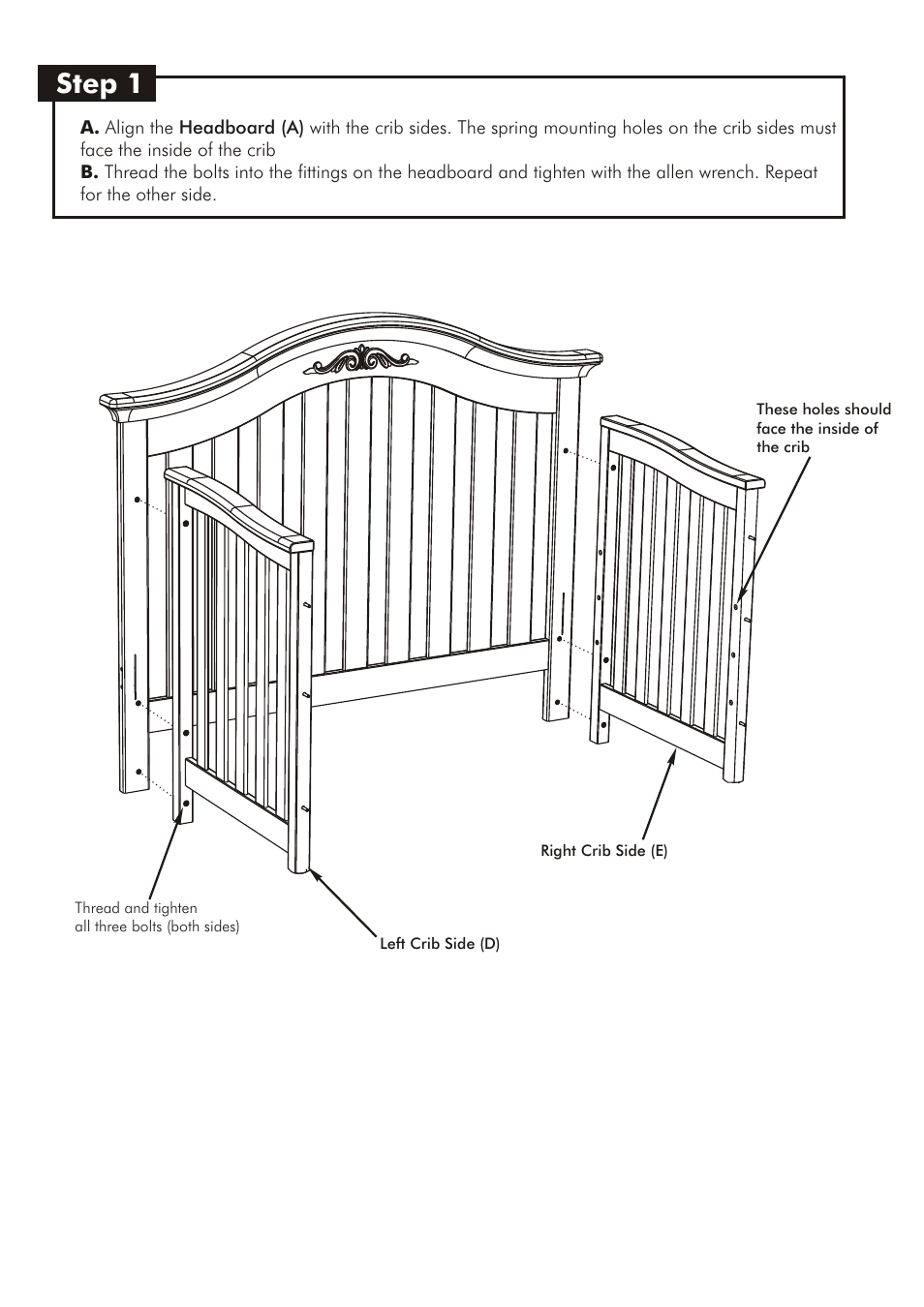 Step 1 | Westwood Design Meadowdale Crib Always There Hardware User Manual | Page 5 / 9