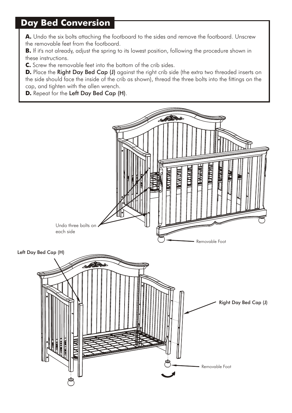 Day bed conversion | Westwood Design Meadowdale Crib Always There Hardware User Manual | Page 8 / 9
