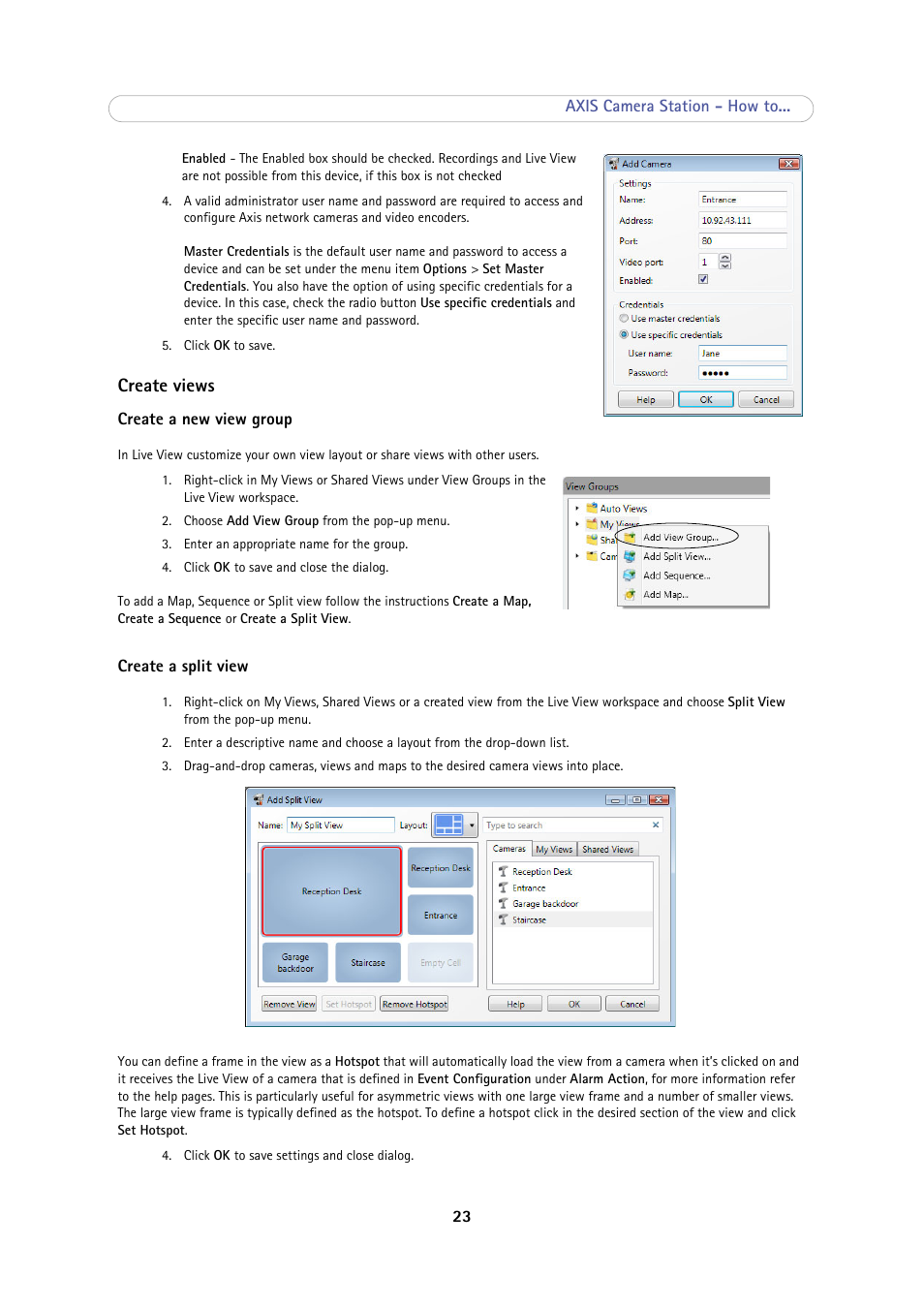 Create views | Axis Communications Camera Station User Manual | Page 23 / 47