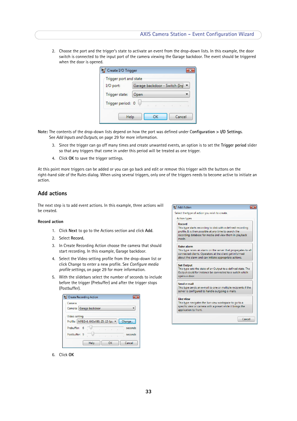Add actions | Axis Communications Camera Station User Manual | Page 33 / 47