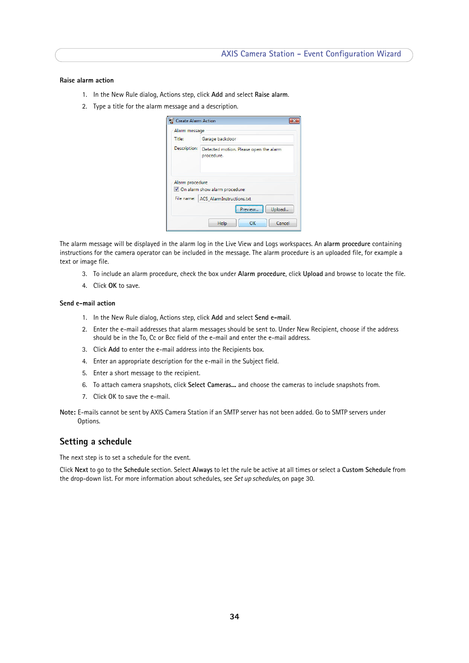 Setting a schedule | Axis Communications Camera Station User Manual | Page 34 / 47