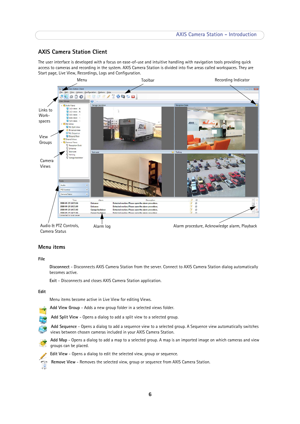 Axis camera station client | Axis Communications Camera Station User Manual | Page 6 / 47