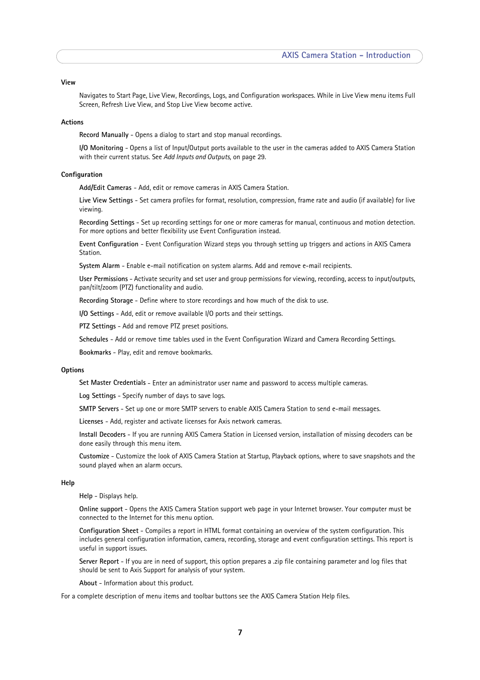 Axis Communications Camera Station User Manual | Page 7 / 47