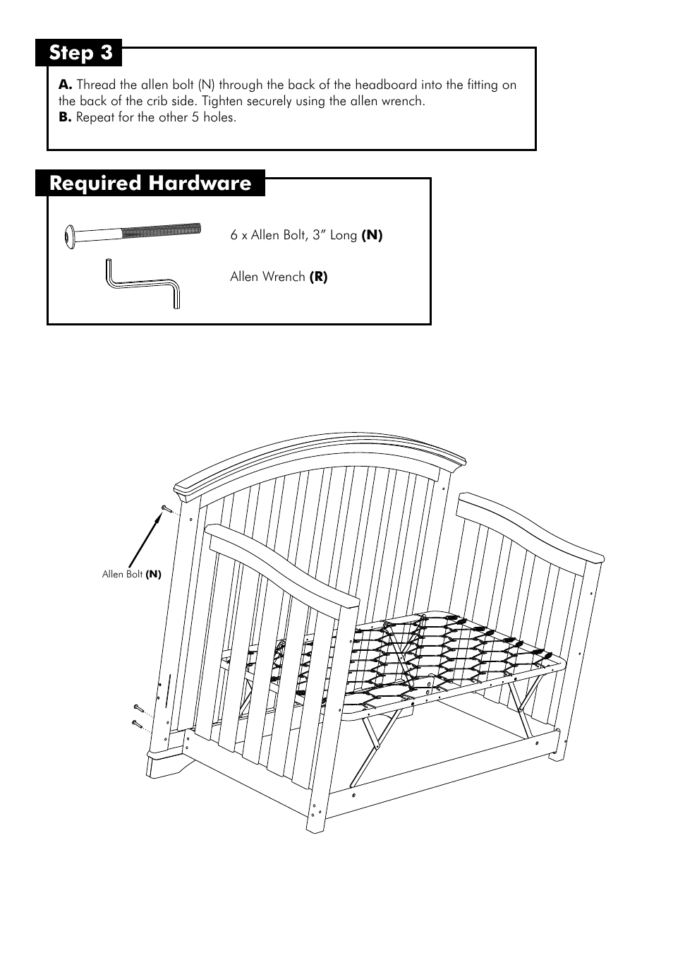Step 3, Required hardware | Westwood Design Waverly Convertible Crib (WA-CR-9611NR) User Manual | Page 8 / 14