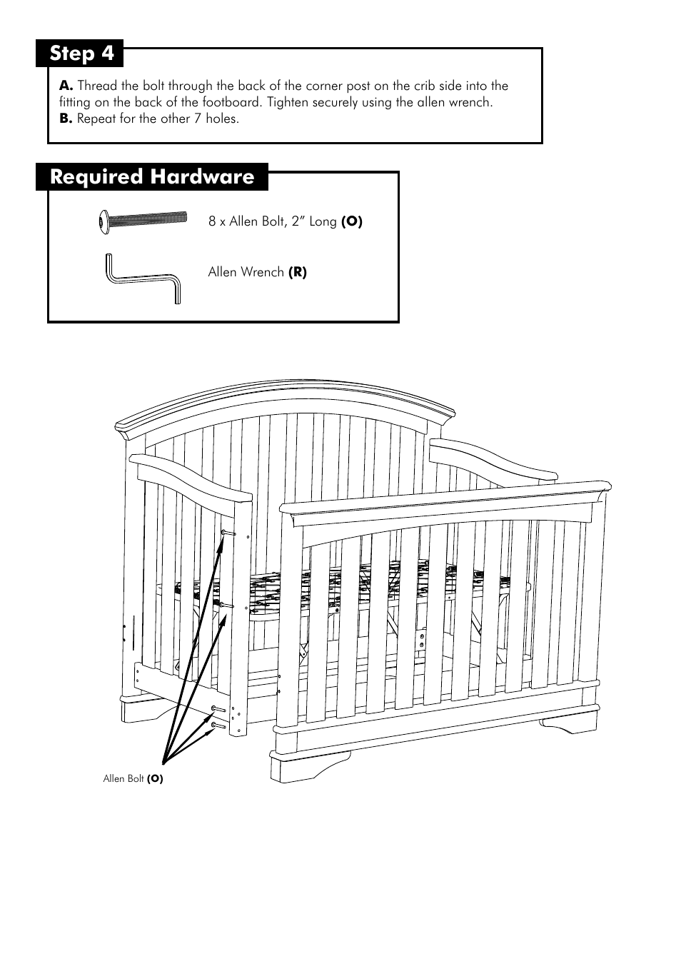 Step 4, Required hardware | Westwood Design Waverly Convertible Crib (WA-CR-9611NR) User Manual | Page 9 / 14