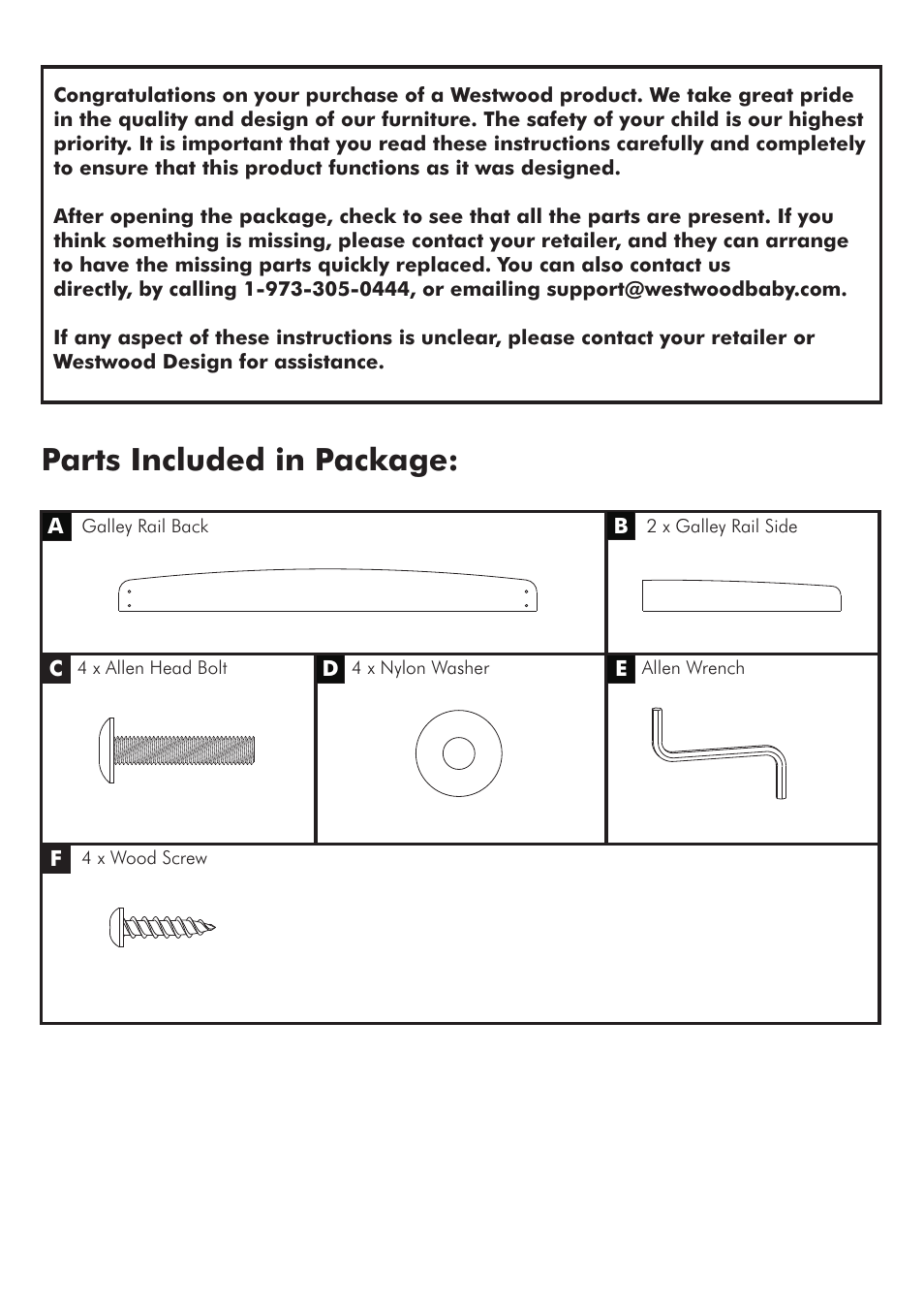 Parts included in package | Westwood Design Waverly Dressing Combo User Manual | Page 3 / 4