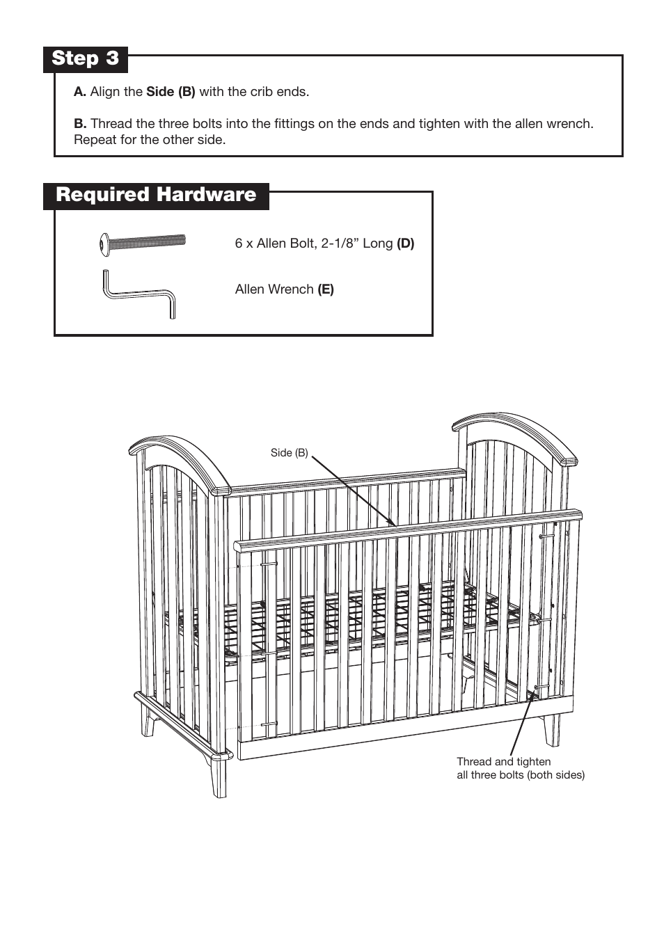 Step 3, Required hardware | Westwood Design Tribeca Cottage Crib User Manual | Page 6 / 7