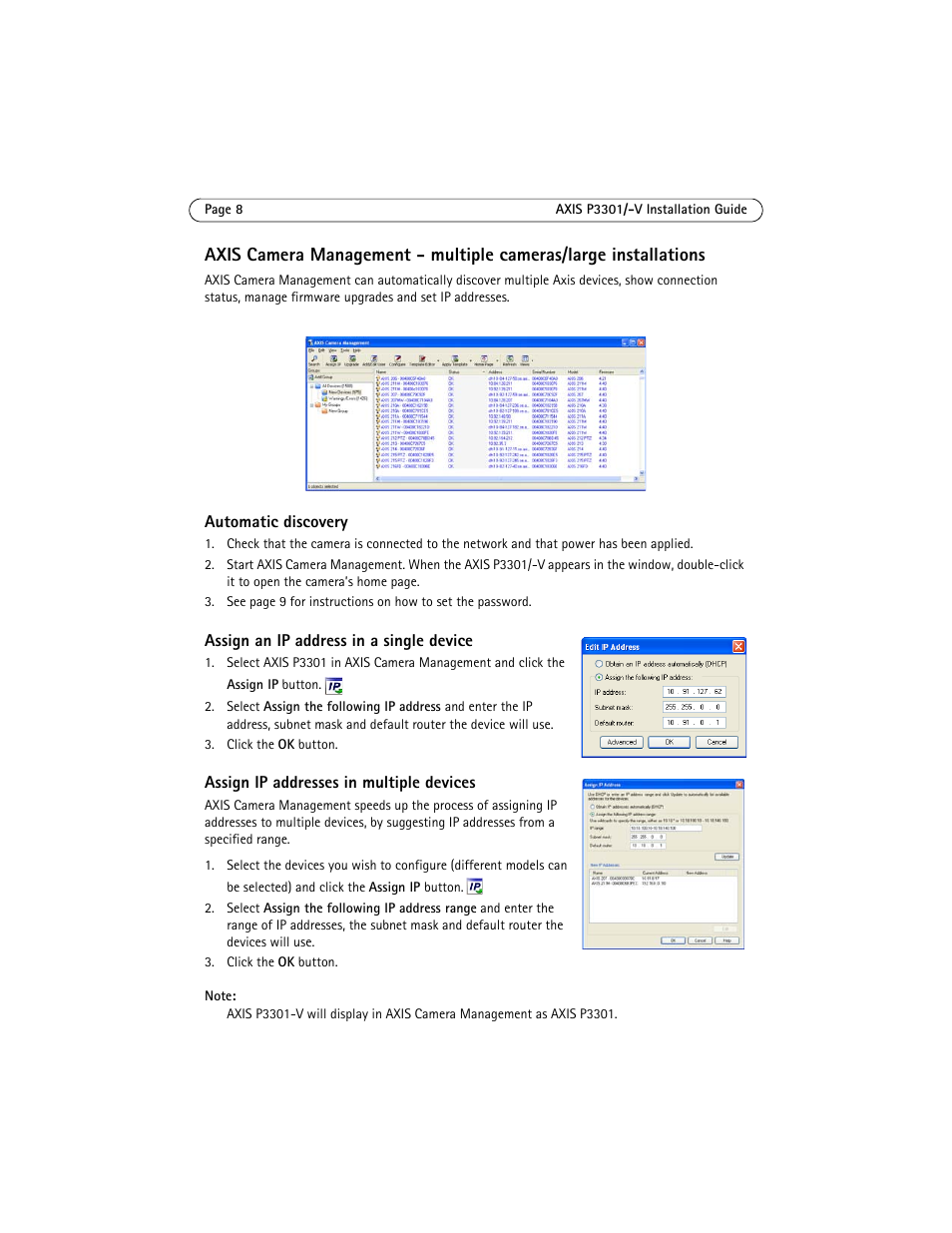 Axis Communications Fixed Dome Network Camera AXIS P3301 User Manual | Page 8 / 74