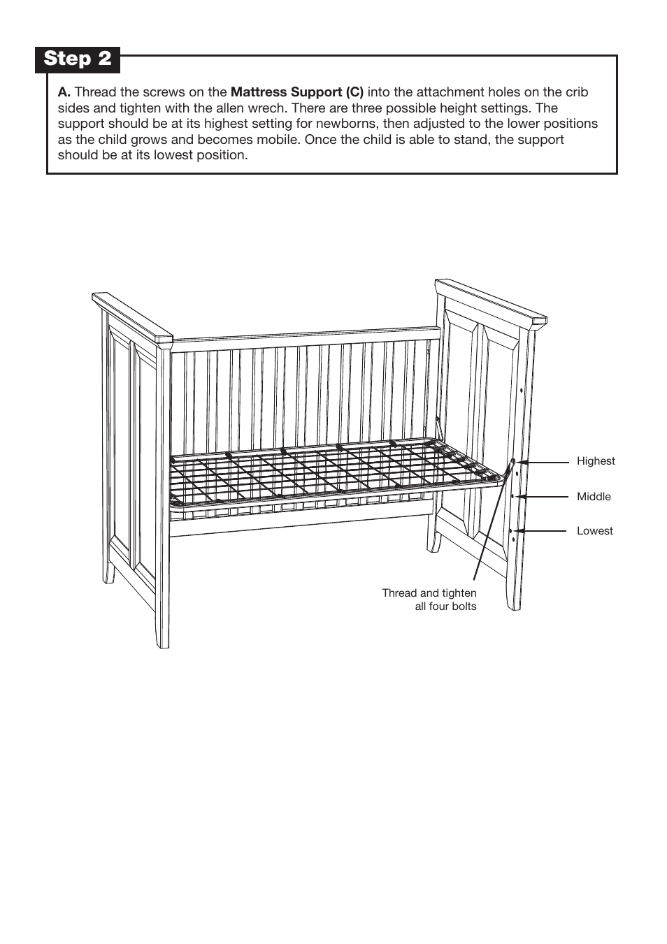 Step 2 | Westwood Design Newcastle Cottage Crib User Manual | Page 5 / 7