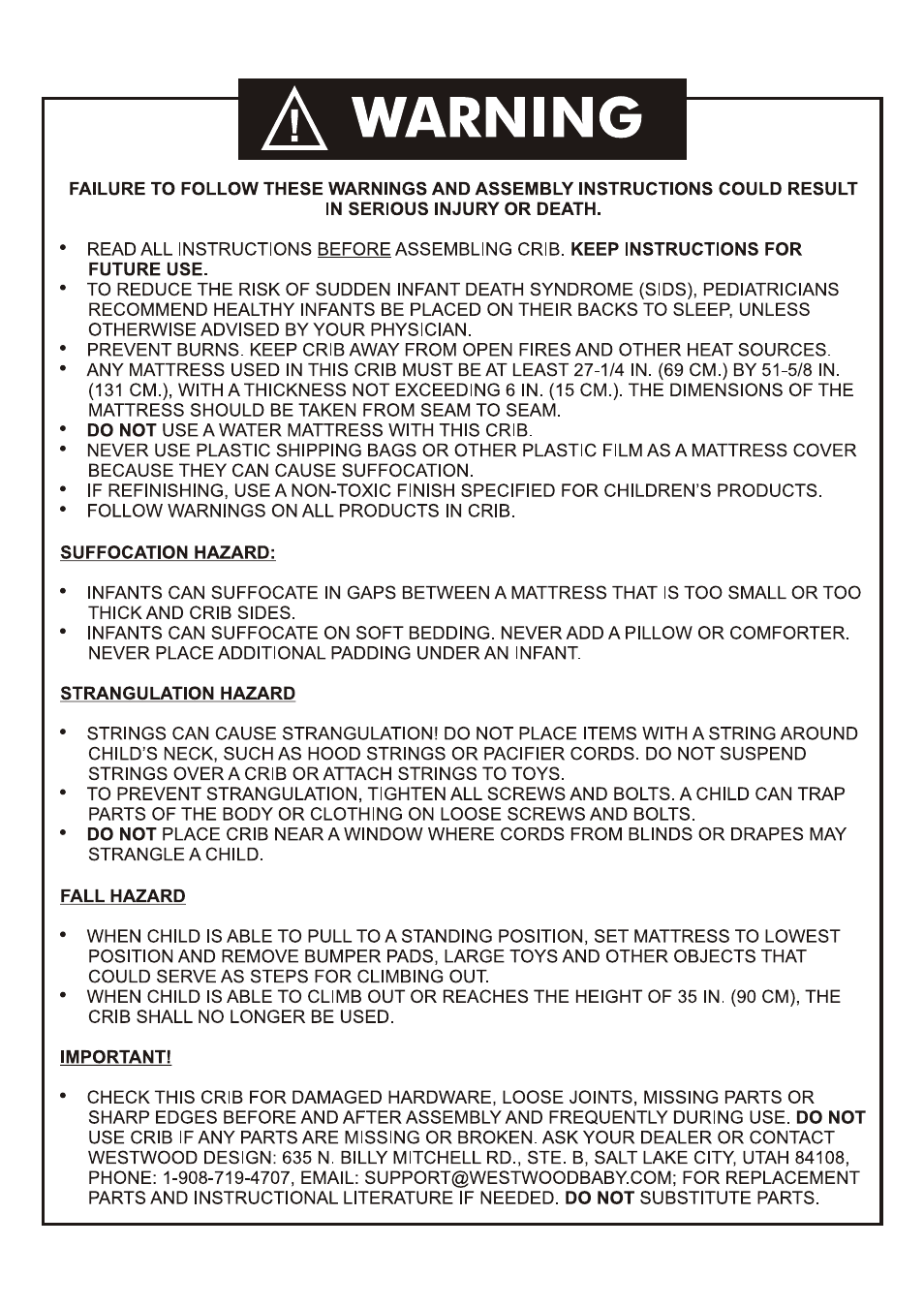 Westwood Design Monterey Convertible Crib User Manual | Page 2 / 14