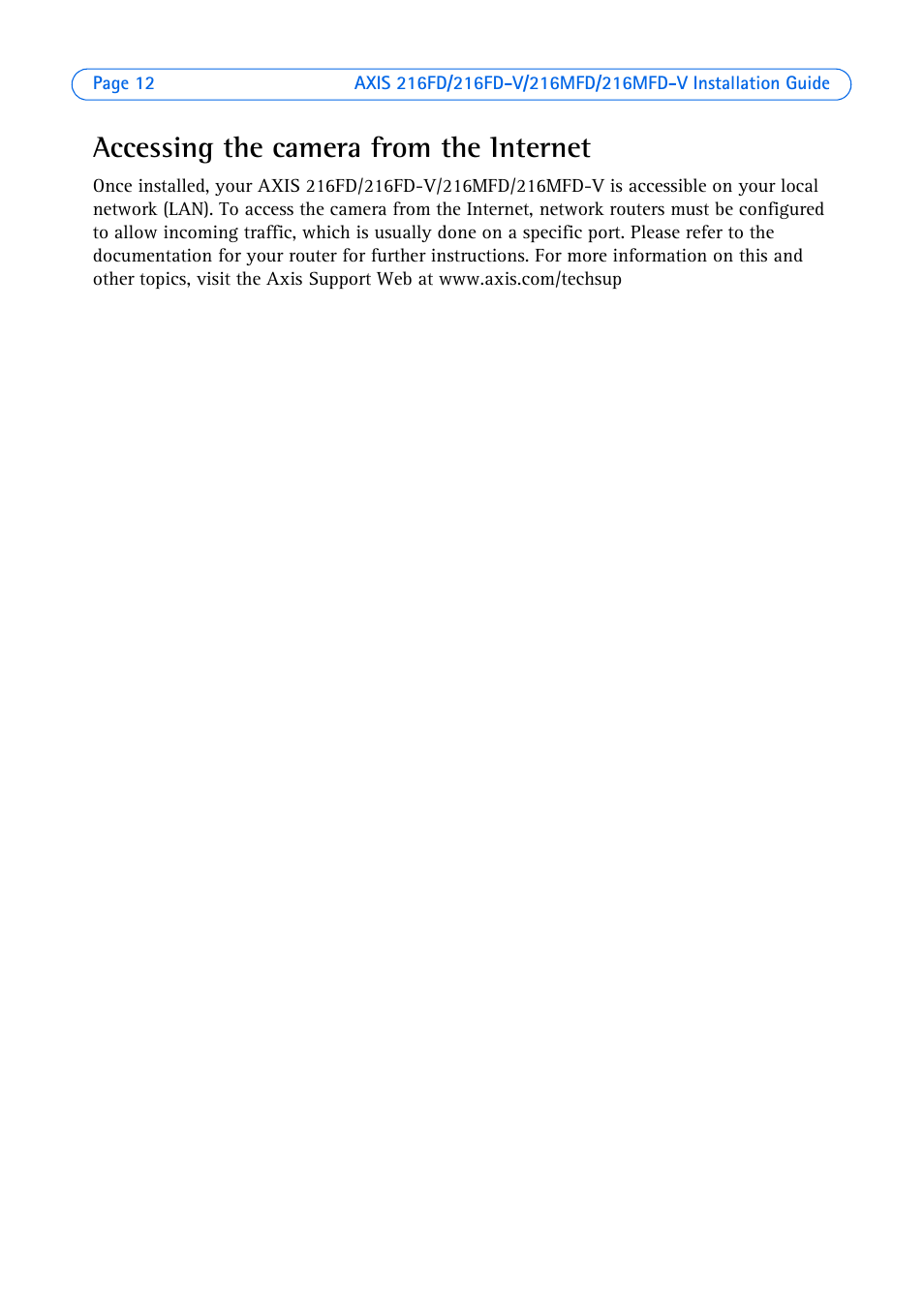 Accessing the camera from the internet | Axis Communications 216FD User Manual | Page 12 / 74