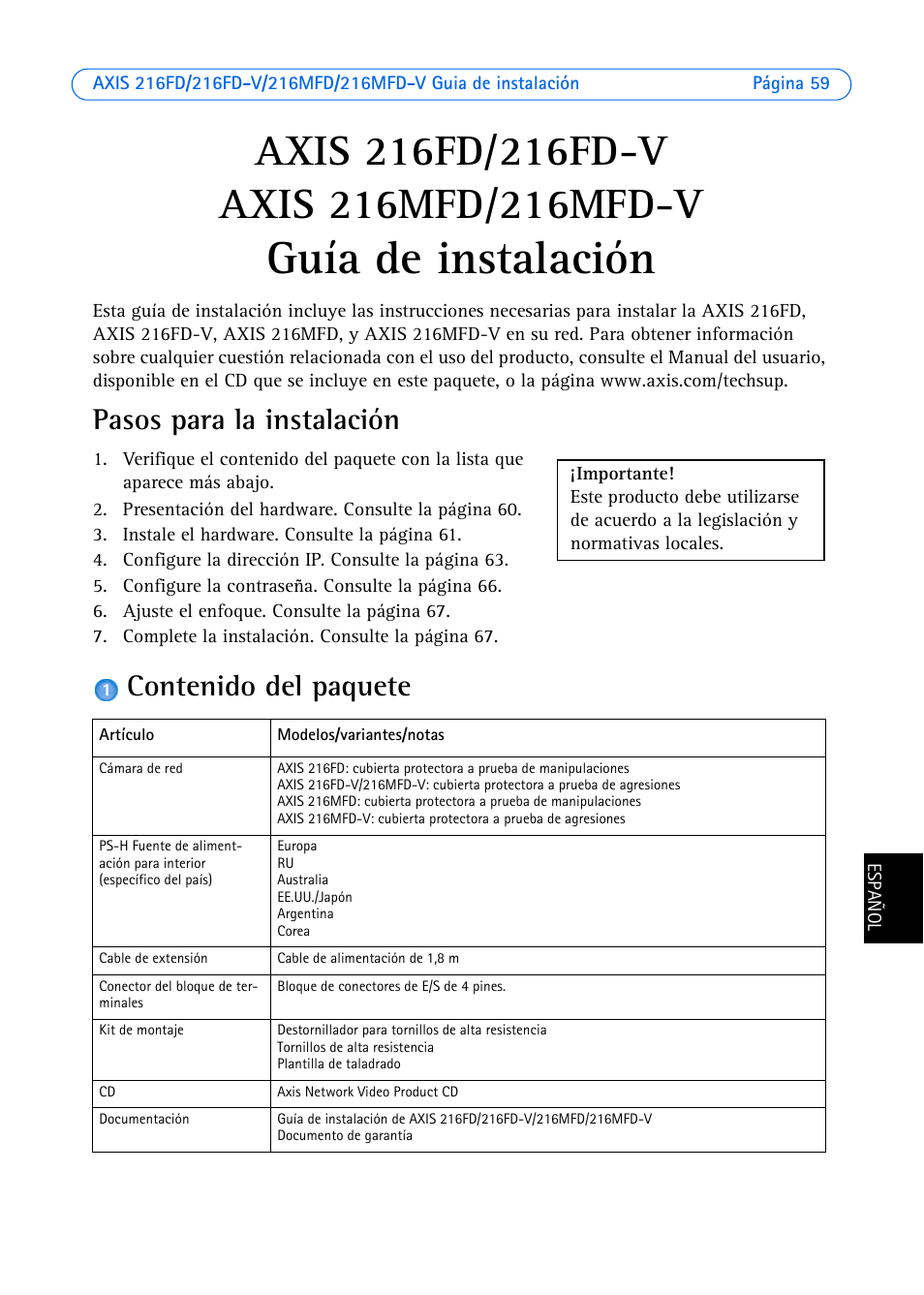 Axis Communications 216FD User Manual | Page 59 / 74