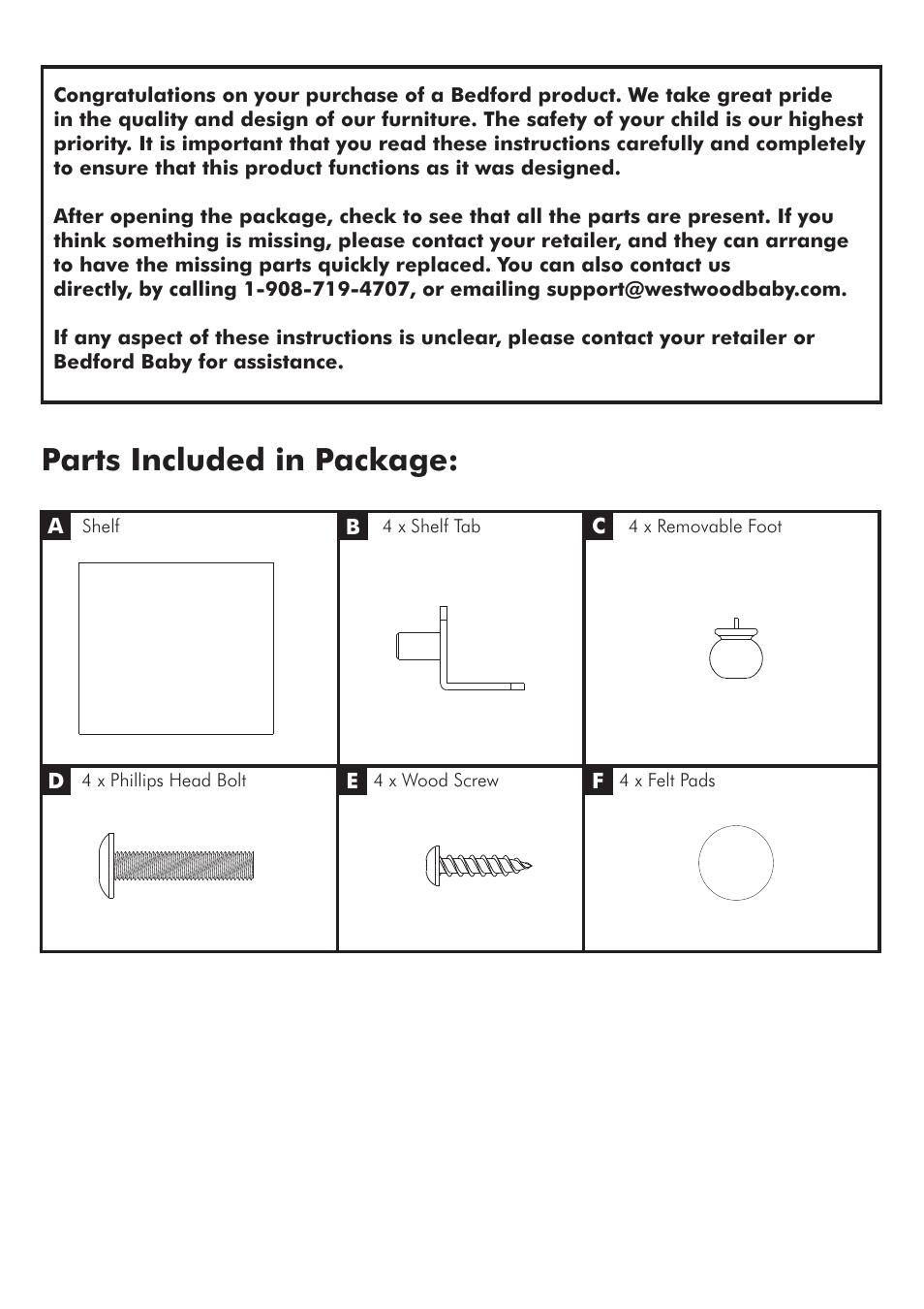 Parts included in package | Westwood Design Monterey Dressing Combo User Manual | Page 3 / 5