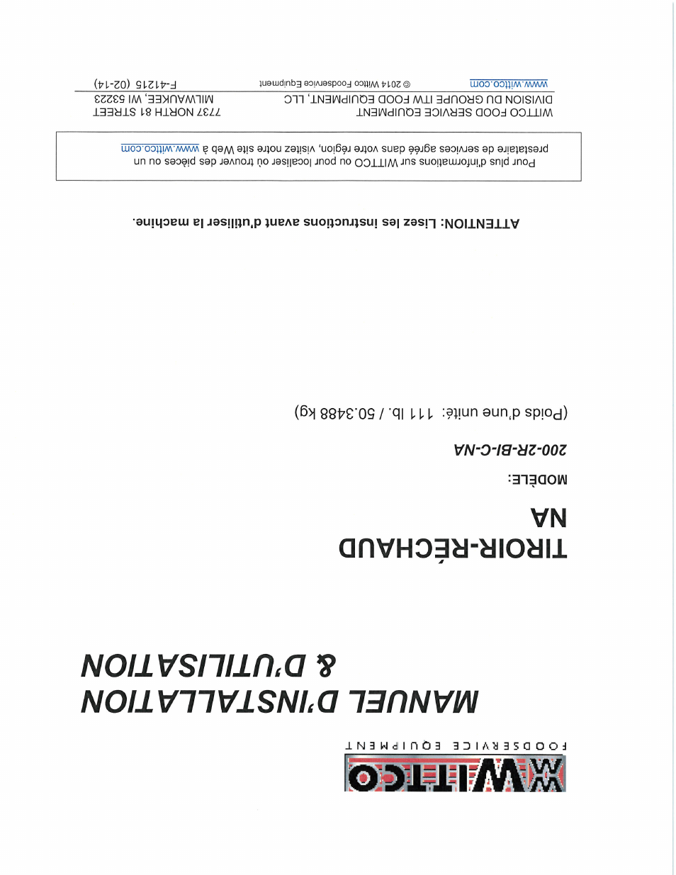 Wittco 200-2R-BI-C-NA User Manual | Page 20 / 20