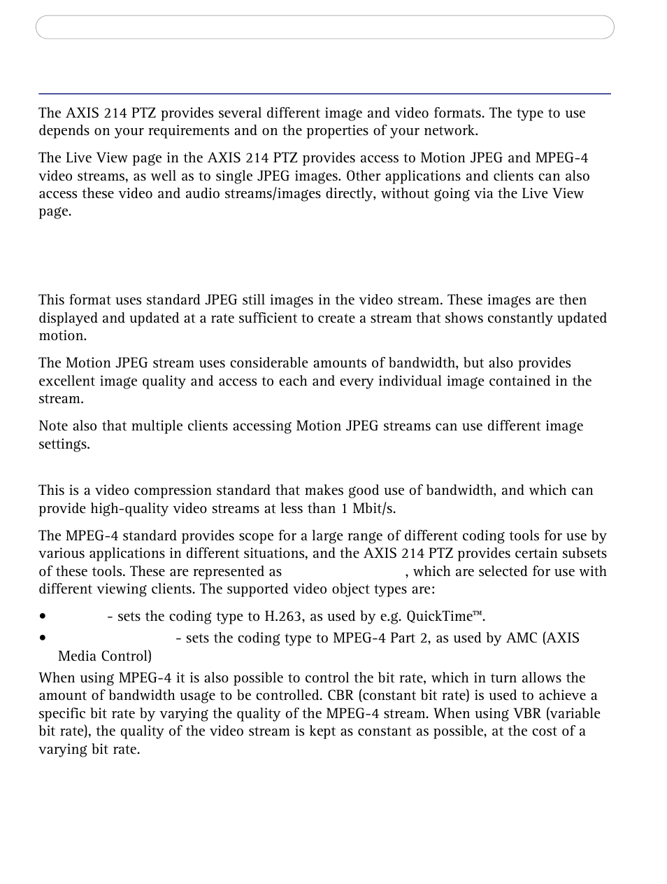 Video and audio streams, Video stream types | Axis Communications AXIS 214 PTZ User Manual | Page 15 / 70