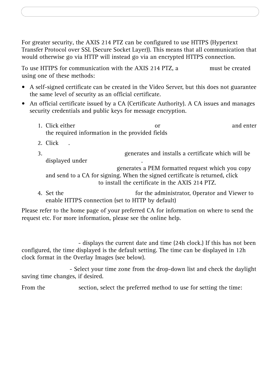 Security - https, Date & time, Security - https date & time | Axis Communications AXIS 214 PTZ User Manual | Page 42 / 70