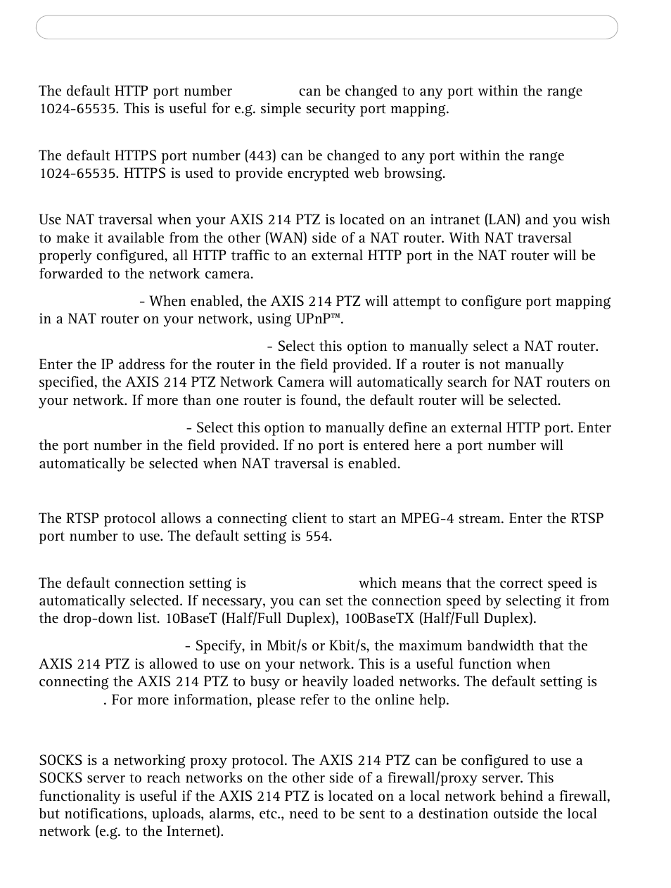 Network - socks | Axis Communications AXIS 214 PTZ User Manual | Page 45 / 70