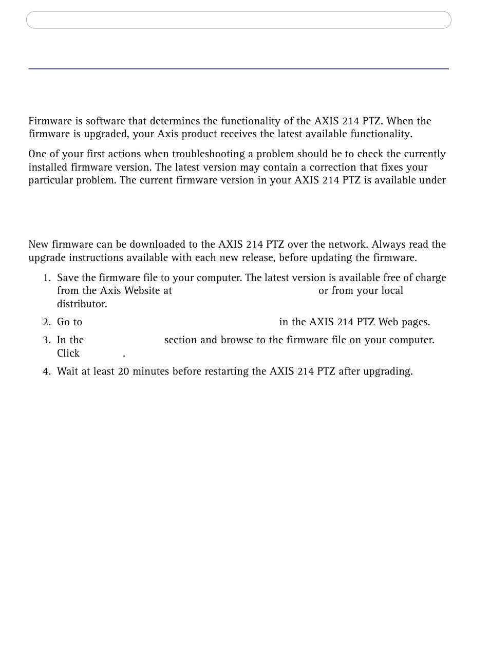 Troubleshooting, Checking the firmware, Updating the firmware | Checking the firmware updating the firmware | Axis Communications AXIS 214 PTZ User Manual | Page 51 / 70
