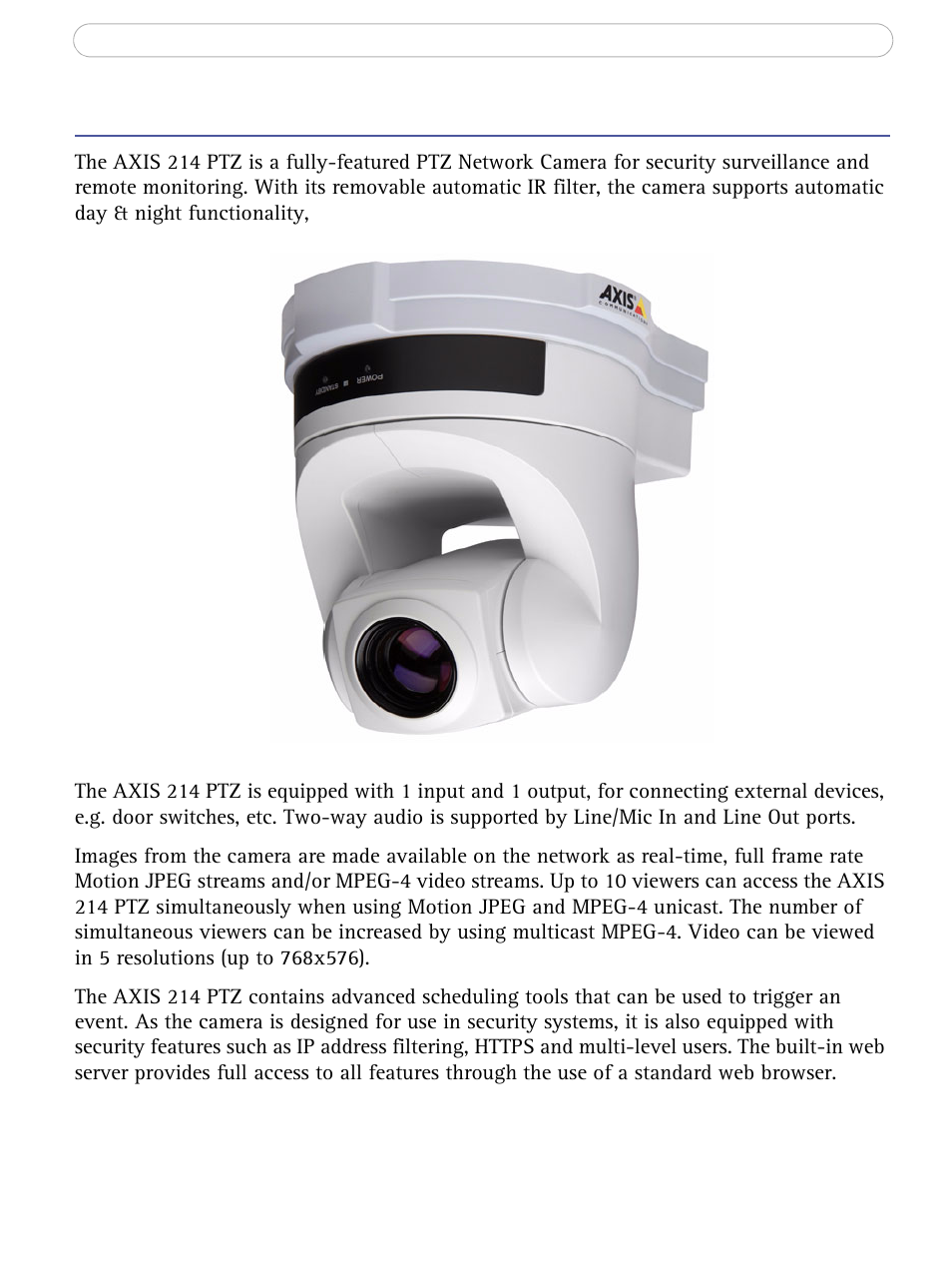 Product description | Axis Communications AXIS 214 PTZ User Manual | Page 6 / 70