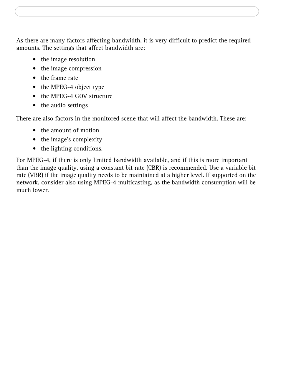 Bandwidth | Axis Communications AXIS 214 PTZ User Manual | Page 61 / 70