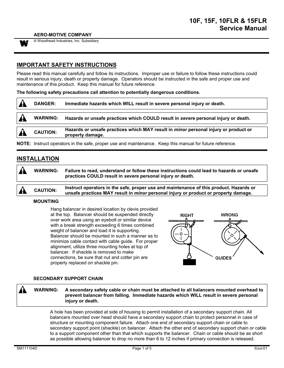 Woodhead 15FLR User Manual | 5 pages