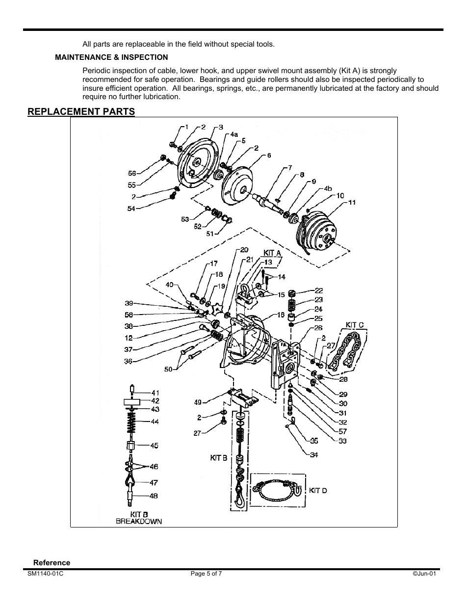 Replacement parts | Woodhead 20Ja through 100Ja, 9020Ja through 9070Ja Balancer Serie User Manual | Page 5 / 7