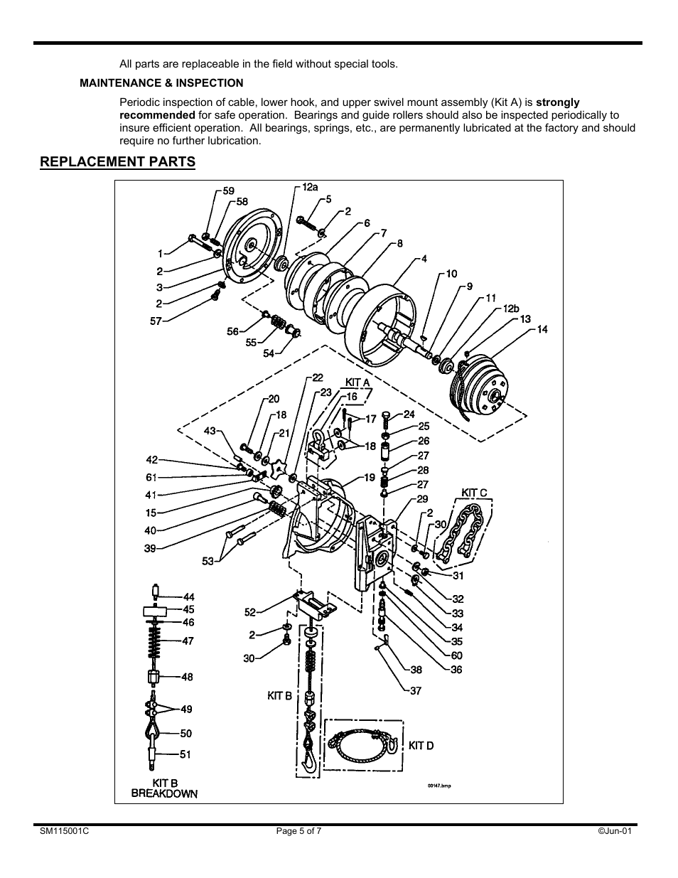 Replacement parts | Woodhead 9110KA through 9150KA Balancer Serie User Manual | Page 5 / 7