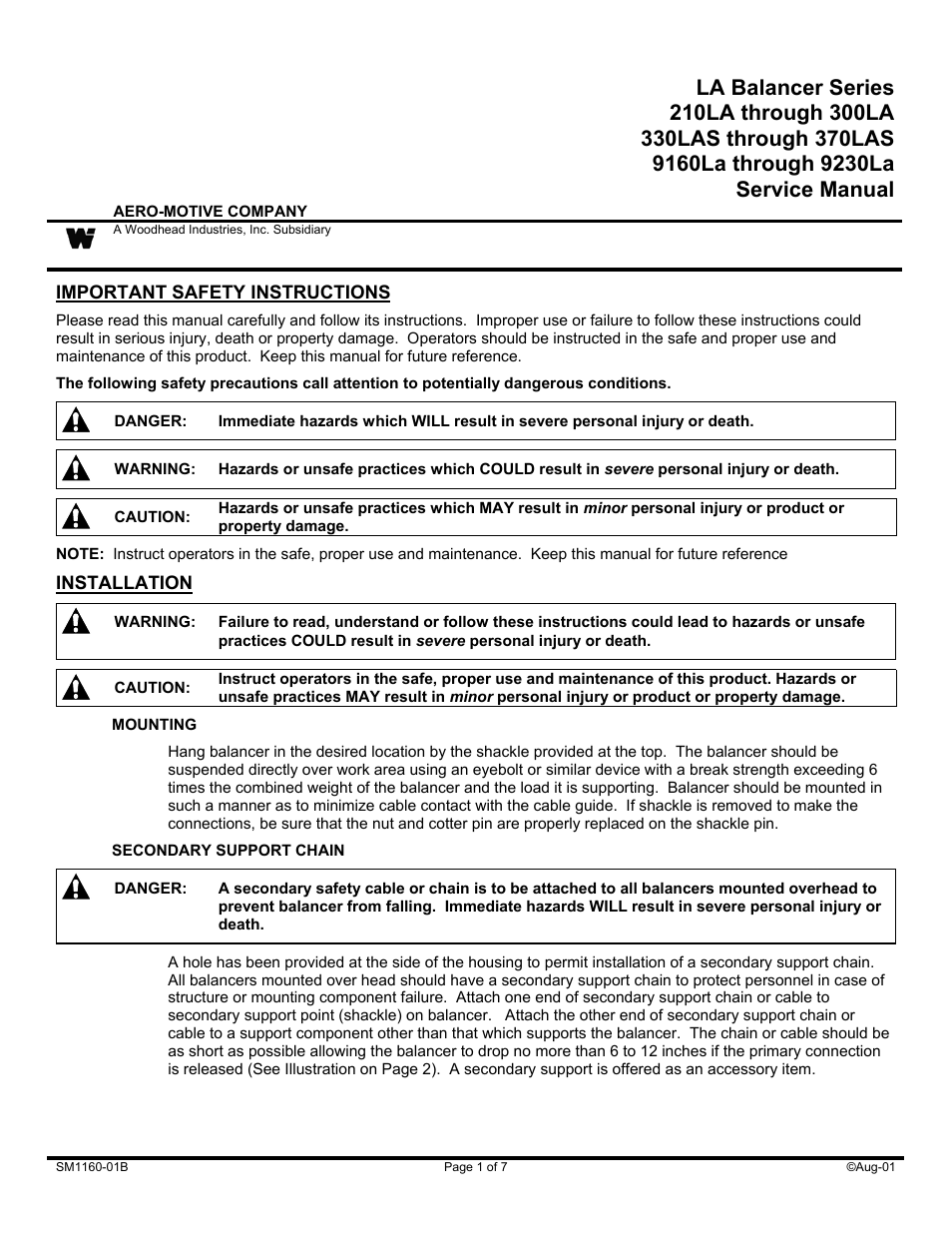 Woodhead LA Balancer Serie User Manual | 7 pages