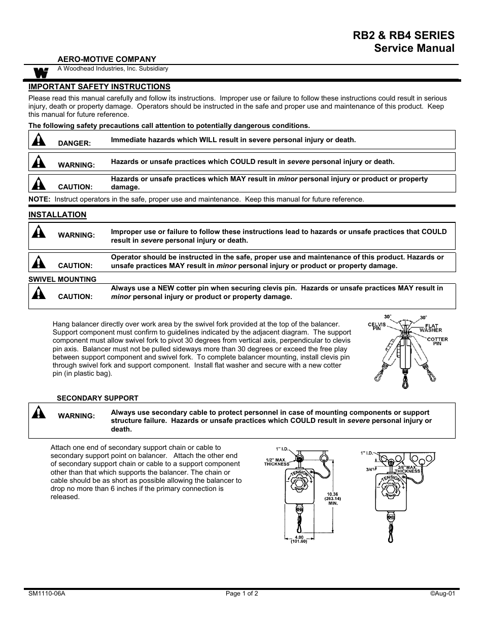 Woodhead RB2 & RB4 SERIE User Manual | 2 pages