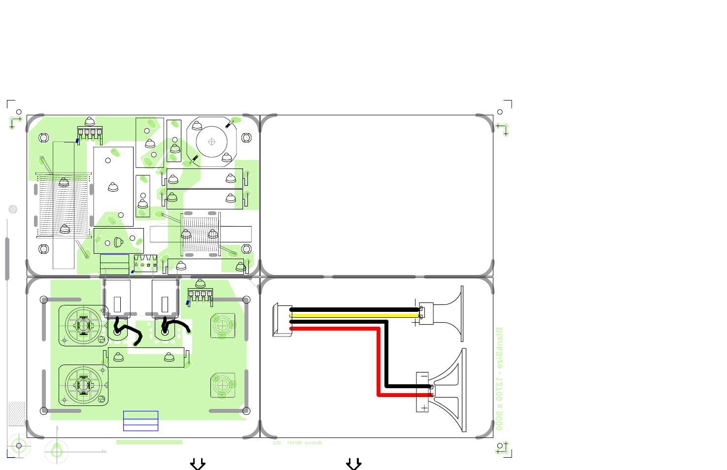 Layout-m1401-nx35-xover 1/2, See layout documentation, W 22r | W 8r2, Nx35, M1401, Outside wire in si de wi re, J1 j2 | Yorkville NX35-2 User Manual | Page 5 / 10