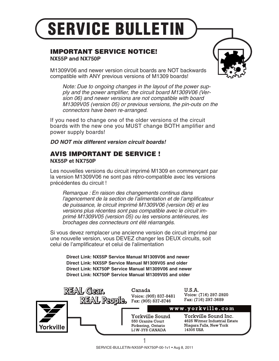 Service bulletin | Yorkville NX750P-2 User Manual | Page 4 / 17