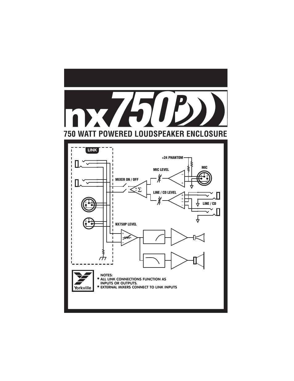 Block-diag-nx750p, 750 watt powered loudspeaker enclosure | Yorkville NX750P-2 User Manual | Page 5 / 17