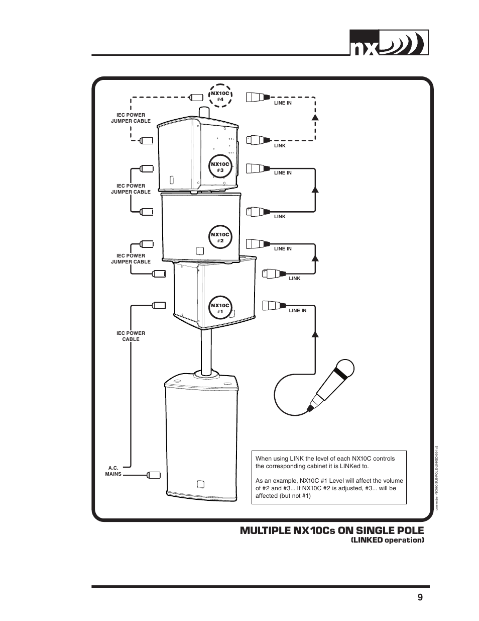Connection (linked), Multiple nx10cs on single pole | Yorkville NX10C User Manual | Page 11 / 16