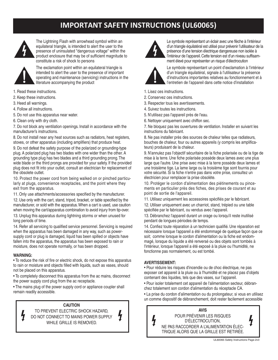 Safety ul60065 | Yorkville NX10C User Manual | Page 3 / 16
