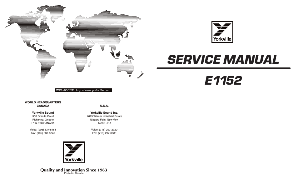 Yorkville E1152 User Manual | 9 pages