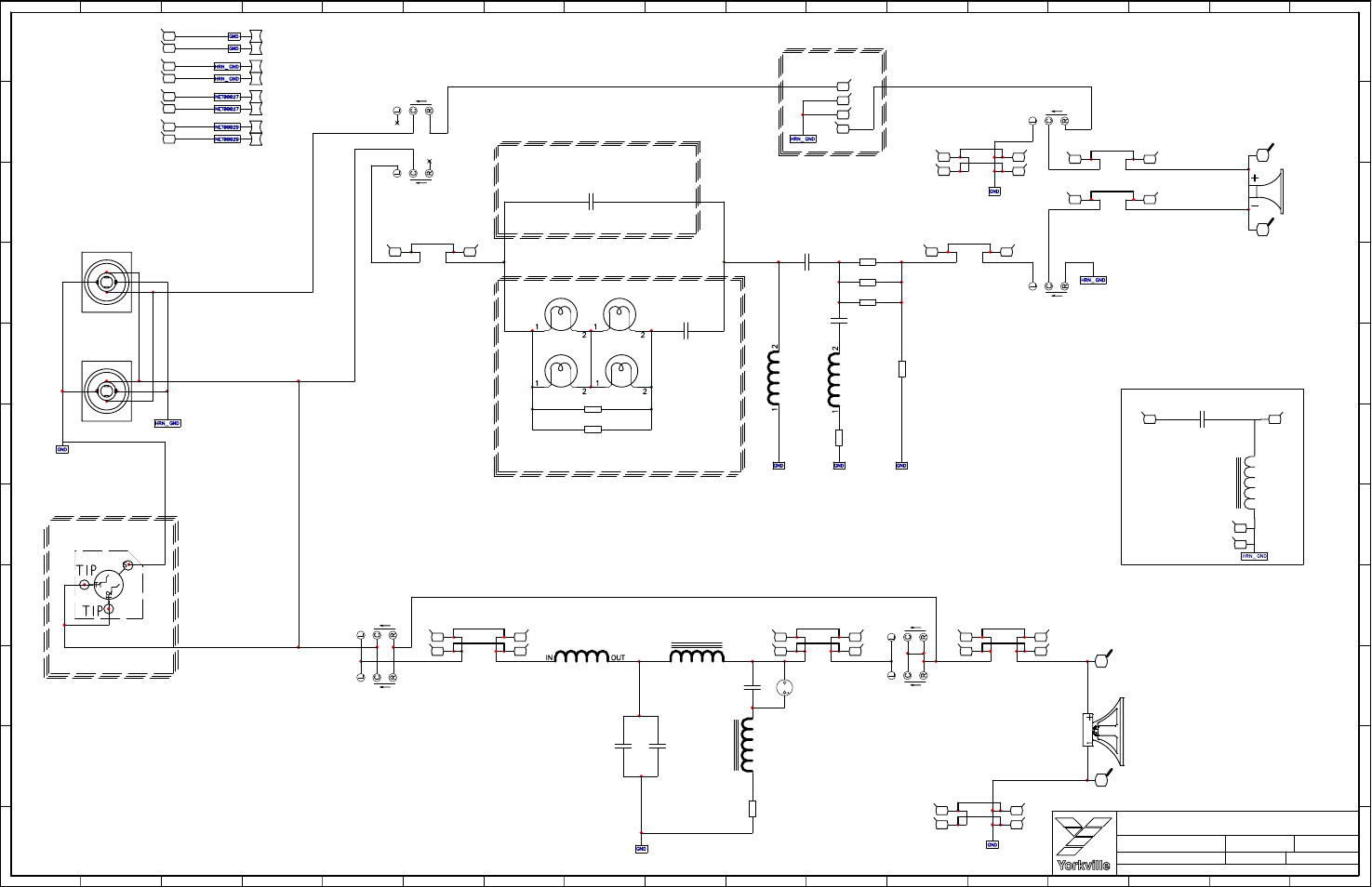 Schematic-m1440-n4-m1472-e1152-xover, Horn, Woofer | W24:d 4, W24:a, 4000uh, Sp1 horn {description | Yorkville E1152 User Manual | Page 4 / 9