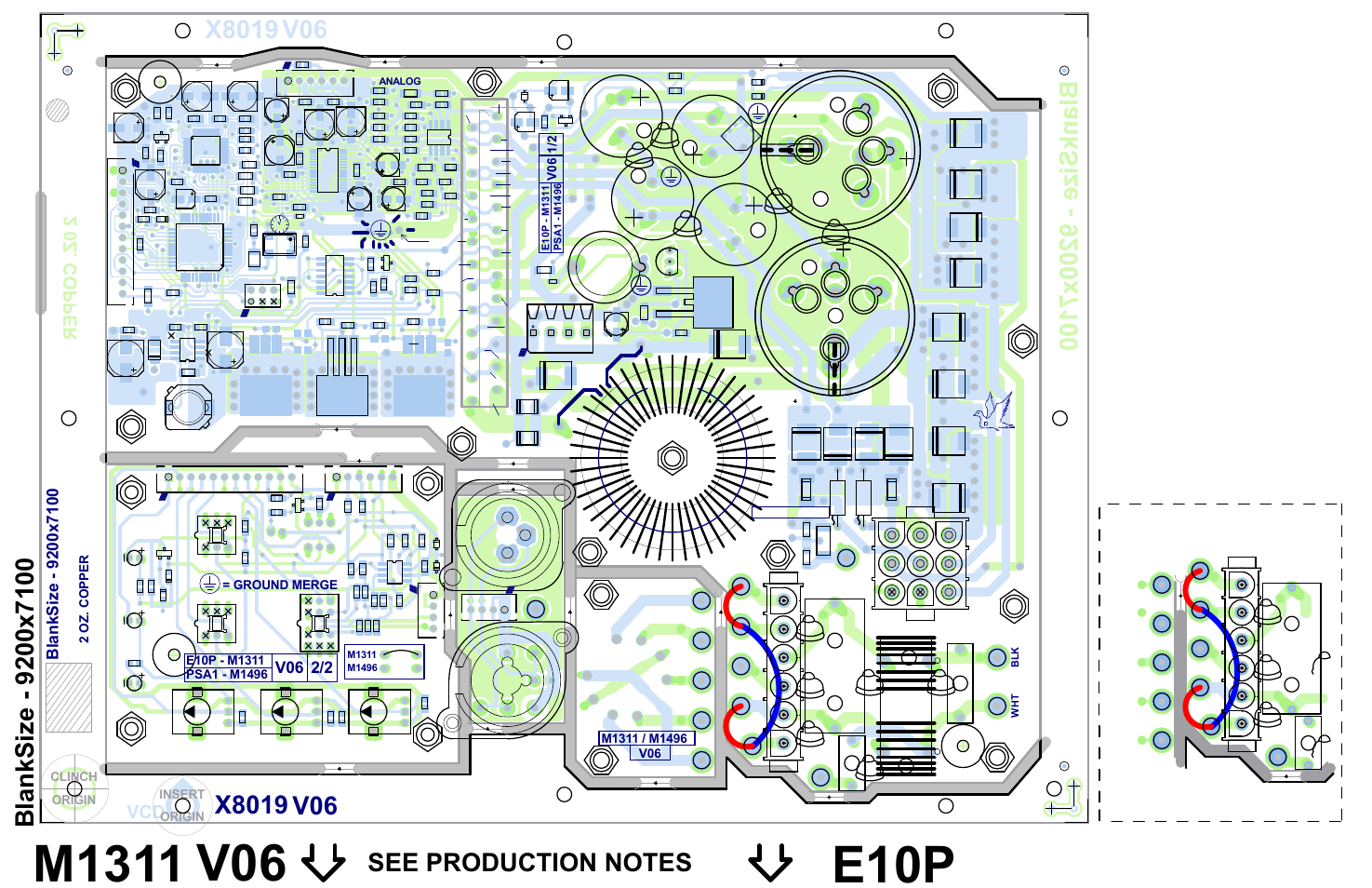 Layout-m1311-e10p-input_dsp_ps 1/3, X8019, Clinch origin origin insert | Ground merge, M1311, M1496, Analog, Blk wht | Yorkville E10P User Manual | Page 8 / 17