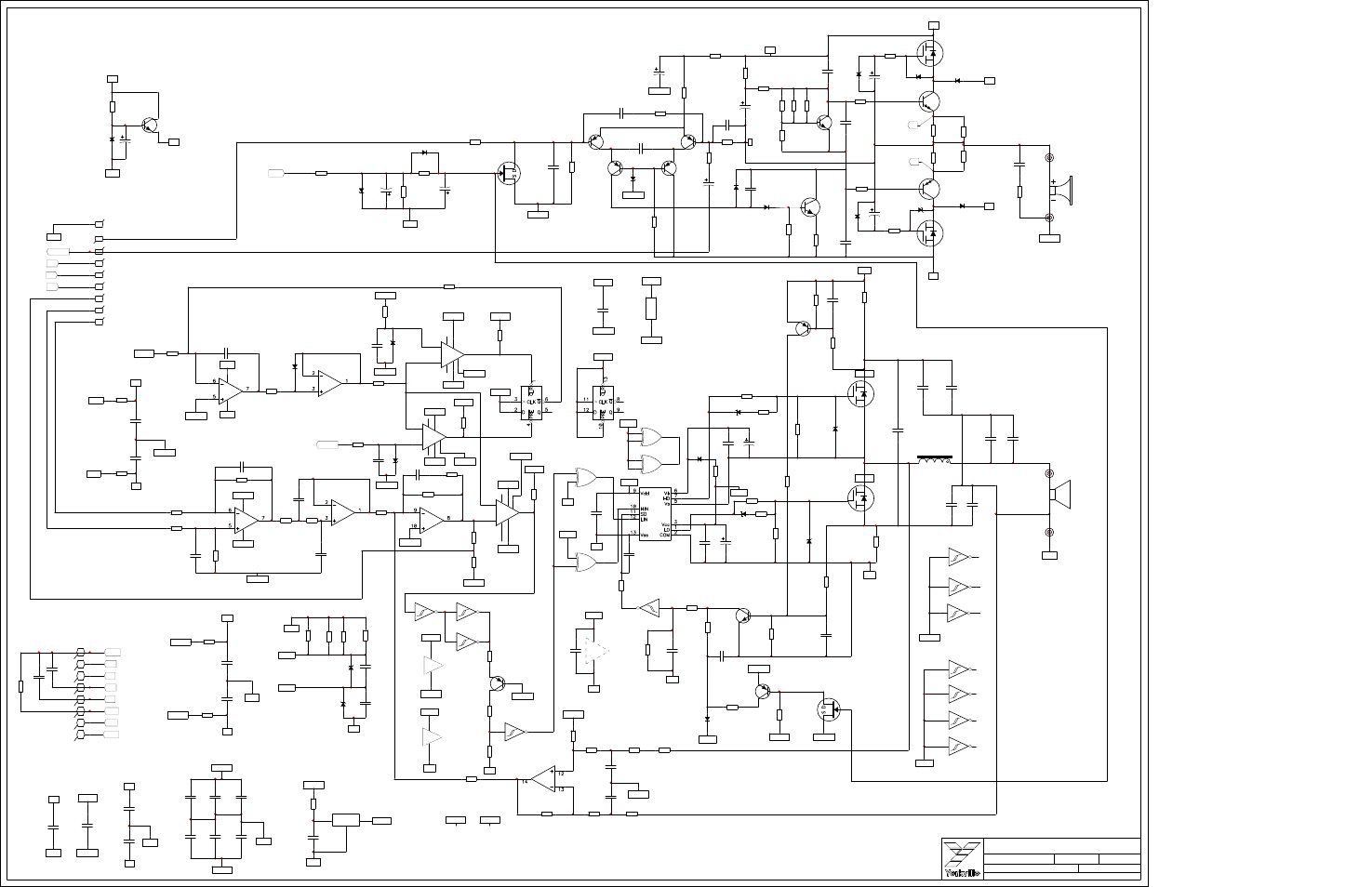 Schematic-m1159-ef500p-amp 2/3, Woofer amp, Horn amp | Ef500p, 5v_mod, 15v_c, Phantom supply, 15v_mod, Silent on/off | Yorkville EF500P User Manual | Page 5 / 19