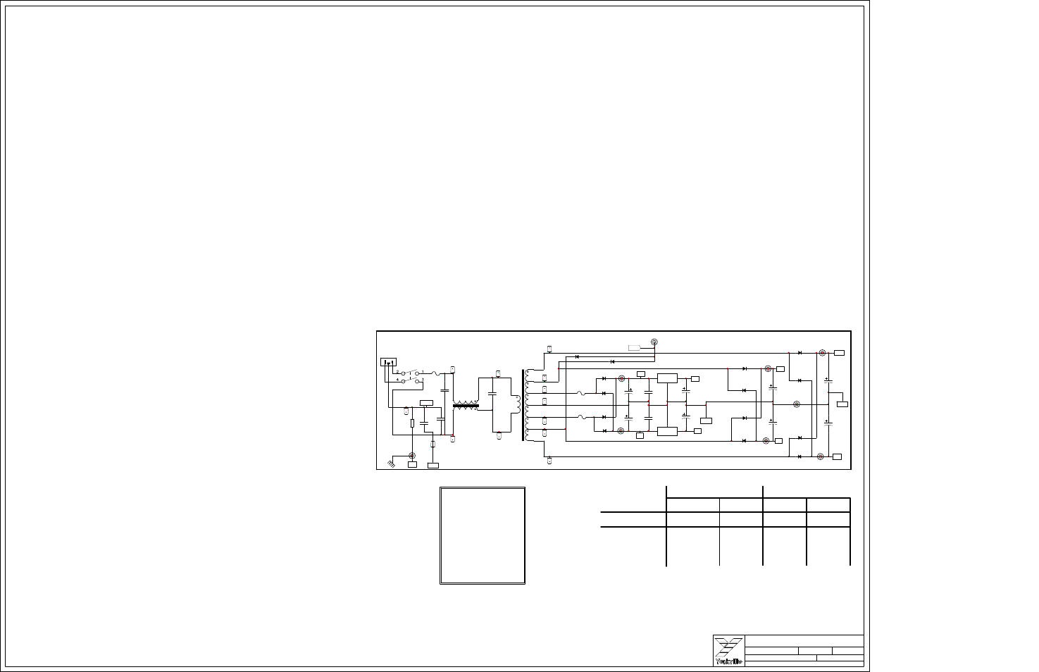 Schematic-m1159-ef500p-amp 3/3, Power supply, Ef500p | Ch1255, Transformer to power amp pcb | Yorkville EF500P User Manual | Page 6 / 19