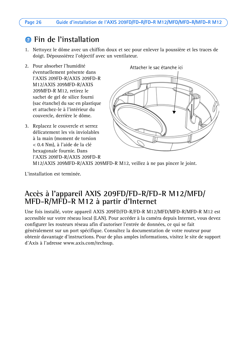 Fin de l'installation | Axis Communications AXIS MFD-R M12 User Manual | Page 26 / 75