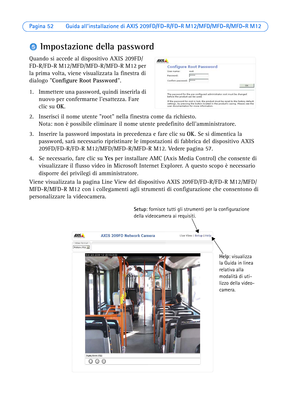 Impostazione della password | Axis Communications AXIS MFD-R M12 User Manual | Page 52 / 75