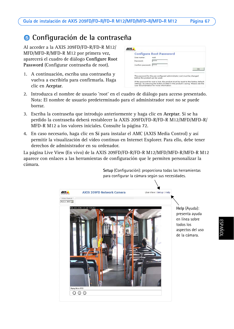 Configuración de la contraseña | Axis Communications AXIS MFD-R M12 User Manual | Page 67 / 75