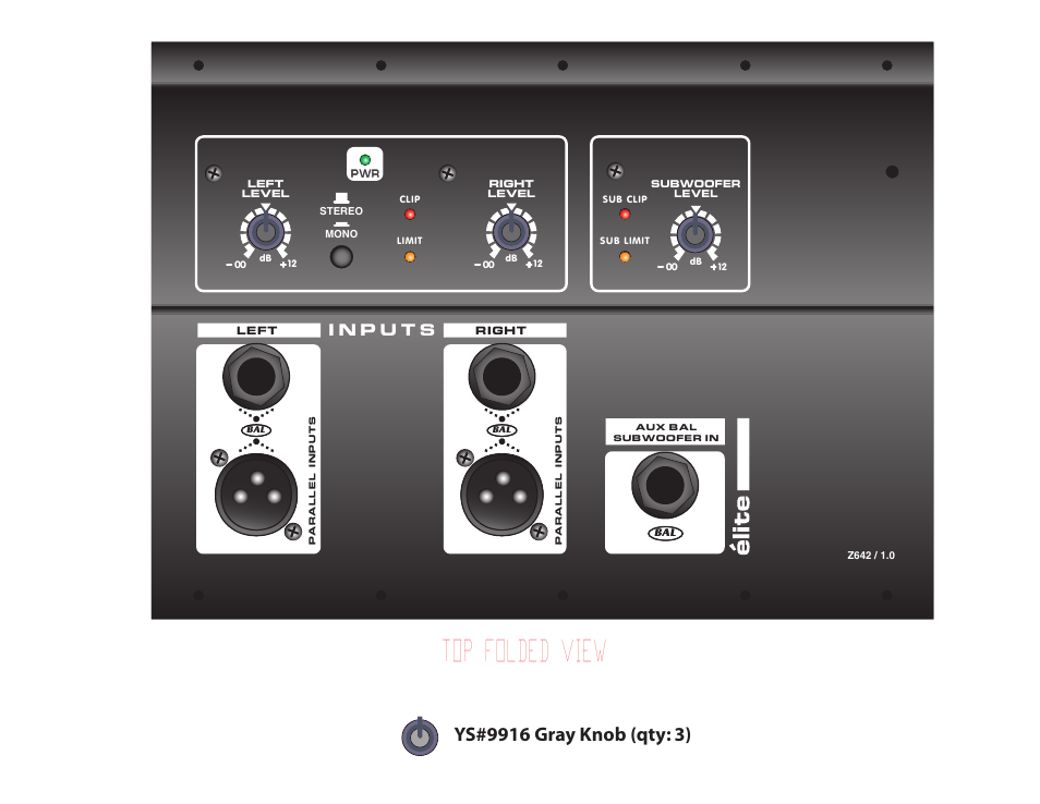 Wiring-ex2-knob-colors, Top folded view | Yorkville EX2 User Manual | Page 30 / 30