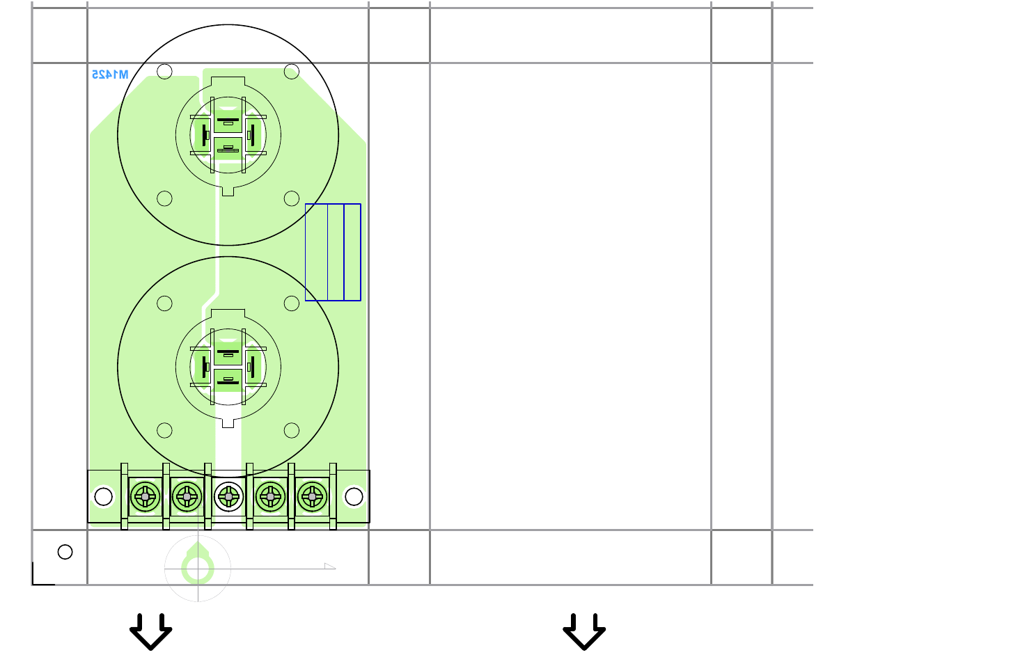 Layout-m1425-ls2104-tx9s-jack 1/2, See layout documentation, Blk -1 red +1 | J2 j1, M1425 | Yorkville TX9S User Manual | Page 5 / 6