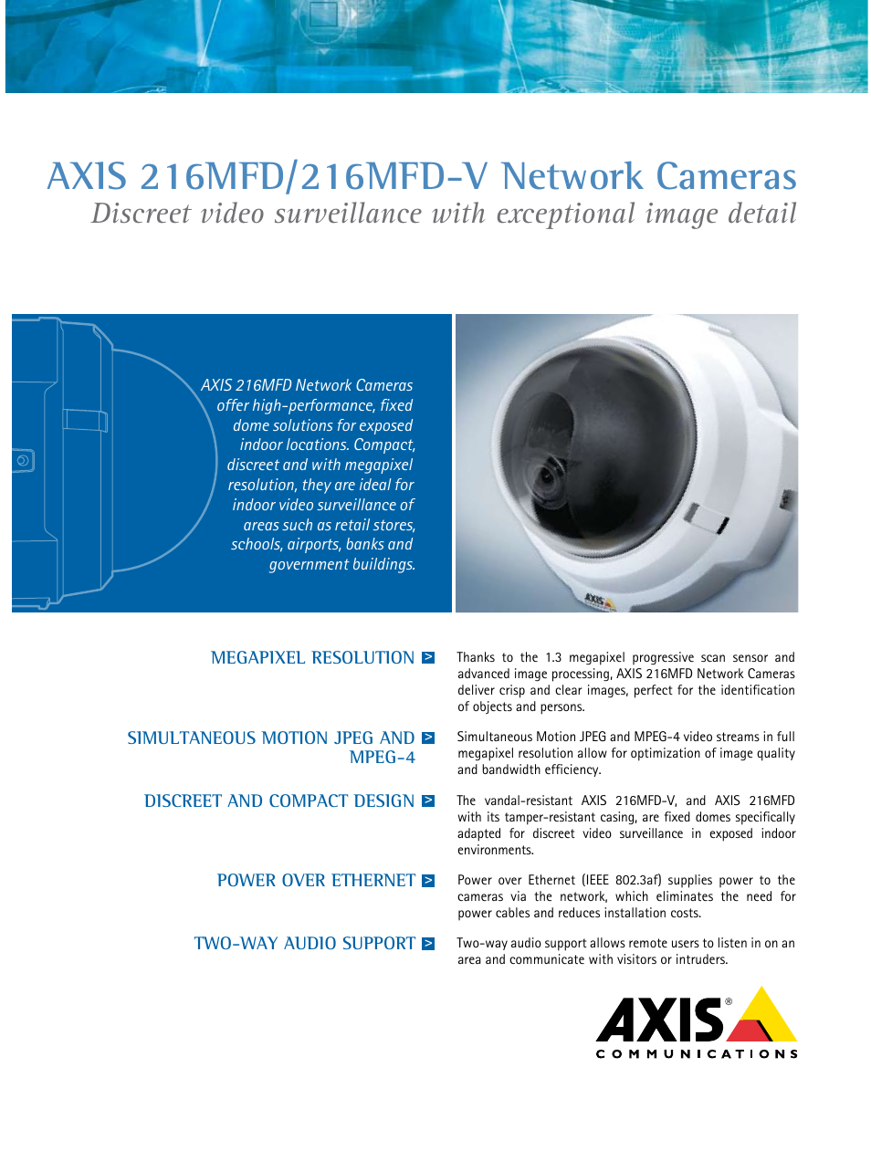 Axis Communications 216MFD-V User Manual | 4 pages