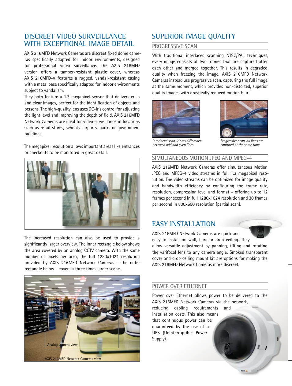 Easy installation, Superior image quality | Axis Communications 216MFD-V User Manual | Page 2 / 4