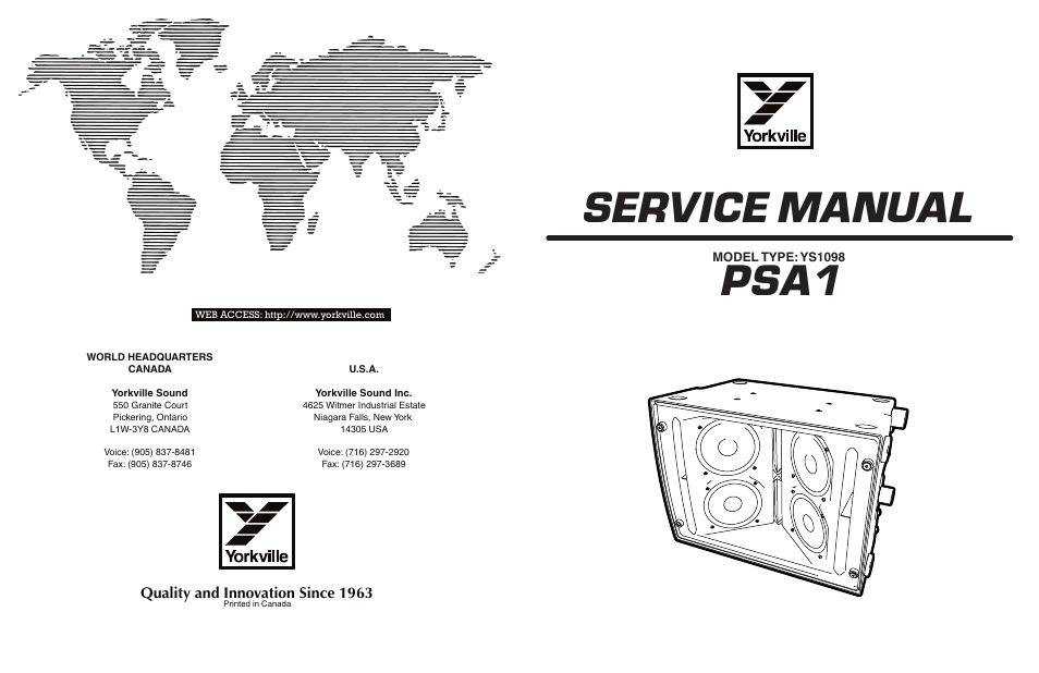 Yorkville PSA1 User Manual | 12 pages