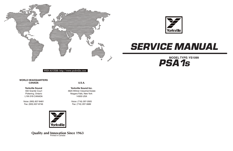 Yorkville PSA1S User Manual | 12 pages