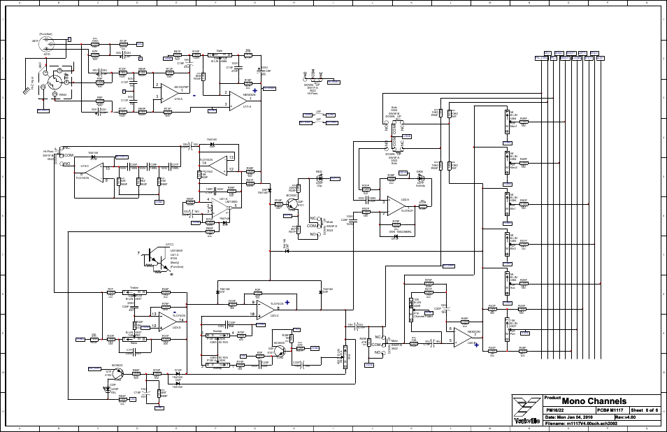 Schematic-m1117-pm16-2-monochannels 6/6, Mono channels, 1t 3 b | 4t 6 b, No com nc | Yorkville PowerMAX22-2 User Manual | Page 10 / 49